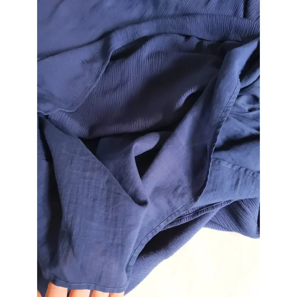 Soft Surroundings Navy Cold Shoulder Ruffle Tie Sleeve Dress Plus Size 3X Boho - Picture 13 of 13